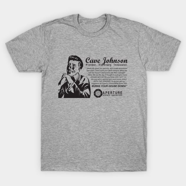 Portal 2 "Aperture Science Founder Cave Johnson" T-Shirt by LittleBearArt